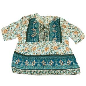 BROWN COCO-WOMENS BLUE FLORAL BOHO TOP-SIZE 2X
Blue floral boho babydoll top